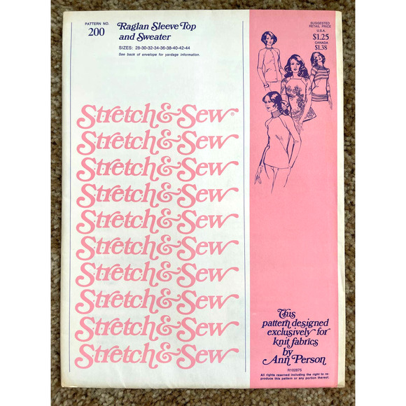 UNCUT Vintage 1970s Stretch & Sew 200 Sewing Pattern Size XXS-XXL Top & Sweater - Picture 2 of 3